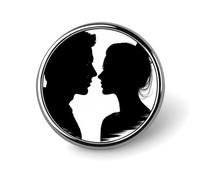 Pin's rond en métal personnalisé en forme de silhouette de couple pour vêtements, sacs, chapeau, décoration de fête, accessoires pour homme et femme