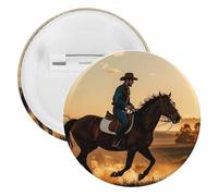 Pin's rond en métal pour sac à dos de cowboys équitation - Broche légère pour chemises, vestes, châle, manteau - Unisexe, 12PCS, Fer blanc, épingles rondes en métal
