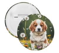 Pin's rond en métal pour sac à dos, motif chiots et pissenlits, unisexe, 12PCS, Fer blanc, épingles rondes en métal