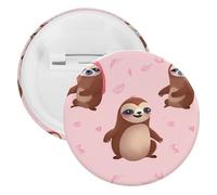 Pin's rond en métal rose paresseux - Broche légère pour sac à dos - Épingles à boutons tendance pour chemises, vestes, châles, manteaux - Unisexe, 12PCS, Fer blanc, épingles rondes en métal