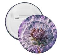 Pin's rond en métal violet motif pissenlit botanique, broche légère pour sac à dos, épingles à boutons tendance pour chemises, vestes, châle, manteau, unisexe, 5PCS, Fer blanc, épingles rondes en