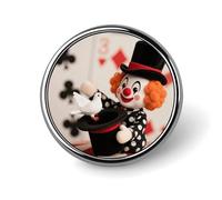 Pin's rond et mignon en émail représentant un clown magicien avec une colombe, unisexe, pour vêtements, chapeaux, sacs et sacs à dos.