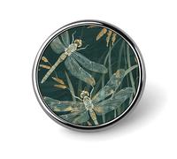 Pin's rond libellule vert foncé - Badge léger en alliage d'aluminium de 2,5 cm pour chemises, vestes et cadeaux