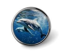 Pin's rond mignon en émail avec dauphins mignons - Broche à boutons - Décoration personnalisée pour vêtements - Unisexe - Porte-badge, chapeaux, sacs, chemises
