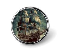 Pin's rond nautique vintage bateau de pirate nautique en émail mignon broche bouton broche personnalisée vêtements décoration unisexe porte-badge chapeaux sacs chemises décoration