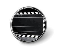 Pin's rond noir classique en émail pour décoration de vêtements, chapeaux, sacs, chemises