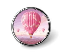 Pin's rond rose en forme de montgolfière, 2,5 cm, durable et résistant à la décoloration, polyvalent en métal, broche décorative légère pour vêtements, accessoires, cadeaux personnalisés