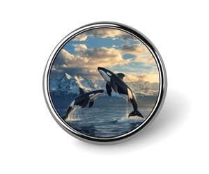 Pins ronds à l'effigie d'une orque des États-Unis et de l'Alaska, badges humoristiques pour le travail et les mariages.