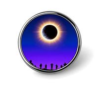 Pin's ronds en émail représentant une éclipse solaire totale, pour homme et femme. Accessoire de mode et de décoration pour v