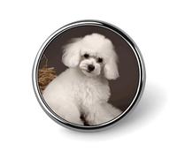 Pin's ronds en forme de caniche français tendance pour homme et femme - Épingles amusantes pour sacs à dos, sacs, costumes, accessoires - Broche en métal cool - Style circulaire, Circular, Aluminium