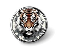 Pin's Ronds en métal Motif Tigre Noir et Blanc, Badge Tendance pour Chemises, Vestes et Chapeaux