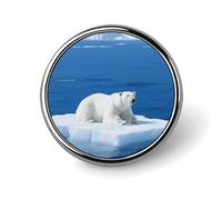 Pin's ronds personnalisés de 2,5 cm représentant un ours polaire blanc sur la glace. Broche humoristique pour hommes et femmes, style vintage, à accrocher à des sacs, vestes, sacs à dos, chapeaux et
