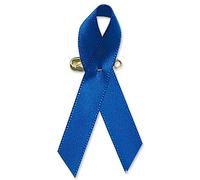 Pin's Ruban Bleu en Tissu sur Une épingle. Mars Bleu. Lutte Contre Le Cancer Colorectal
