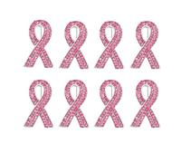 Pin's Ruban Rose Broches en Forme De Ruban Rose en Strass Belle Qualité De Finition pour Sensibilisation Cancer du Sein Symbole Officiel De Sensibilisation Au Cancer du Sein pour Femme (8 Pièces)