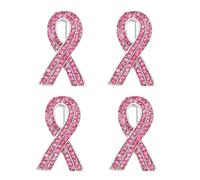 Pin's Ruban Rose Broches en Forme De Ruban Rose en Strass Belle Qualité De Finition pour Sensibilisation Cancer du Sein Symbole Officiel De Sensibilisation Au Cancer du Sein pour Femme (4 Pièces)
