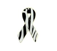 Pin's Ruban Zèbre - Noir Et Blanc - Maladies Rares - Engagés - qualité de finition - Epingle - Broche - Badge - PINS ENGAGES