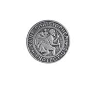 Pin's Saint Christophe, accessoire de voyage, cadeau religieux, 1,9 cm, 0.75"Dia, Métal, Sans pierre précieuse