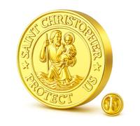 Pins Saint Christophe | Bénédiction Catholique de Protection Divine | Broche Médaille Religieuse | Cadeau Religieux Catholique pour Conducteur Voiture et Voyageur (Argenté)