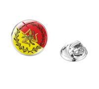 Pin's Sicilienne en forme de signe de la Trinacrie - Avec cabochon en verre - En acier inoxydable - Cadeau pour homme, Verre