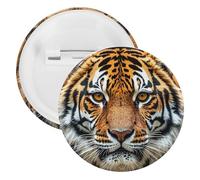 Pin's Tigre féroce en métal rond - Broche légère pour sac à dos - Épingles tendance pour chemises, vestes, châles, manteaux - Unisexe, 20PCS, Fer blanc, épingles rondes en métal