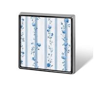 Pin's unisexe à rayures florales avec petits hortensias bleus et blancs - Insigne carré léger pour vêtements, châle, chapeau