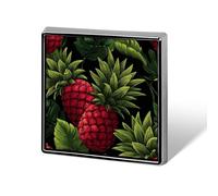 Pin's unisexe avec ananas verts rouges avec feuilles tropicales - Carrés, légers - Bijoux pour vêtements, châle, chapeau