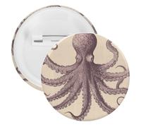 Pin's vintage en métal rond en forme de pieuvre, broche légère pour sac à dos, épingles à boutons tendance pour chemises, vestes, châle, manteau, unisexe, 20PCS, Fer blanc, épingles rondes en métal