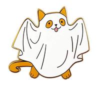 Pinsanity Épinglette en émail en forme de chat fantôme mignon, 1.35 inch, Métal Laiton