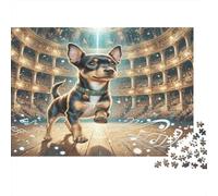 Pinscher Nain Carton Chien Tricolore dans Une Grande Salle de Concert Puzzle Classique pour débutants Stimulant Mental 38x26cm/1000 pièces