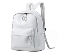 pinsheng Backpack_PU Cartable en Cuir Souple Femme Sac À Dos Coréen Sac À Dos De Style Universitaire Sac De Voyage Étudiant Sauvage, 938 Blanc