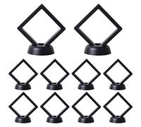 Pinsheng Cadre Flottant 3D 10 Pièces Presentoir Transparent Vitrine Flottante Présentoir Vitrine à Suspension, Cadre Vitrine avec Supports pour pièces de Monnaie, Bijoux, Médailles, Bracelets, Noir