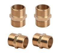 Pinsheng Lot de 4 1/2" Mamelon Hexagonal en Laiton Joint de Tuyau Fileté Mamelon Double en Laiton Connecteur Double Mâle Joint de Tuyau Connecteur pour la Conversion de Raccordement de Tuyau