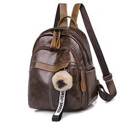 pinsheng Sac À Dos De Grande Capacité Fabricant De Sac À Dos en Cuir Souple Style Collège Rétro Grande Capacité, 821 Marron