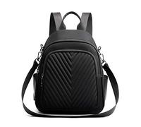 pinsheng Sac À Dos De Voyage_Sac D'École De Style Collège Losange Brodé Sac À Dos De Voyage Oxford Grande Capacité, Noir