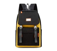 pinsheng Sac À Dos pour Femme Student Korean Campus Junior High School Backpack Black Yellow Contrast