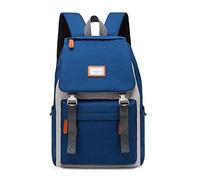 pinsheng Sac À Dos pour Femme Student Korean Campus Junior High School Backpack Blue and Grey Contrast