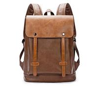 pinsheng Sac À Dos pour Hommes Sac De Marée Coréen Rétro Sac À Dos Collège Vent École Étudiant Sac Décontracté en Cuir Sac À Dos Terre Jaune