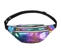 Pinsheng Sac Banane Holographique, Sac de Taille Voyage Brillant Sac de Taille Holographique Ajustable étanche pour Voyage Randonnée Camping (Multicolore)