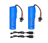Pinsinholy Lot de 2 batteries Li-ion 3,7 V 1200 mAh avec câble de charge SM-2P pour télécommandes, voitures, camions, batteries compatibles avec MK724A MK734A MK737A MA739A RC Car Monster Truck