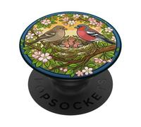 Pinson Mignon Oiseau ornithologue ornithologue Printemps Oiseau Chanteur Poussin PopSockets PopGrip Adhésif