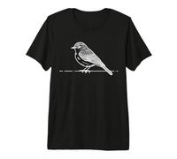 Pinson Plaintif Dessin Au Trait Ornithologue T-Shirt Haut de Gamme