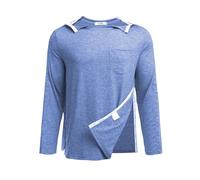 PINSPARK Sport T-Shirts T-Shirts entièrement détachables pour Hommes après Une Chirurgie de l'épaule avec Bouton-Pression pour dialyse et accès au Port de Chimio S-XXL