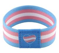 Pinstant Bracelet élastique réversible avec drapeau des droits de la fierté transgenre, trans LGBTQ, gay, lesbienne, queer, arc-en-ciel, LGBTQ, 18 cm