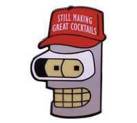 Pinstant Futurama Bender Robot Still Making Great Cocktails Casquette de baseball rouge MAGA Spoof Fry Leela Animated Comédie TV Show Badge 3,2 cm Émail, émail