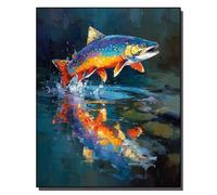 Pintar por Numeros Adultos DIY Pintura al Oleo para Adultos Poissons arc-en-ciel sautant hors de l'eau Kit de Pintura con Lienzos Pinceles y Acuarelas Manualidades y Decoración del Hogar Sin marco