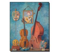 Pintar por Numeros Nature morte avec instruments de musique et masques DIY Cuadro al óleo con números para Kit de Pintura al óleo Digital para Adultos de Lienzo decoración para el hogar Sin marco