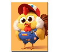 pintar por numeros para adultos Poussin portant un chapeau et une salopette Kits de regalo de pintura al óleo digital de bricolaje arte de lienzo decoración del hogar -16 * 20 pulgadas Sin marco