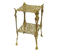 Pintici 82-294 Table d'appoint baroque en laiton - Support de fleurs rond - 44 cm x 25 cm - Table de fleurs antique - Support pour plantes - Carré