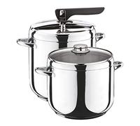 Pintinox First - Lot de 2 autocuiseurs en acier inoxydable sans nickel, adapté à l'induction, avec 4 systèmes de sécurité, 5 + 7 L