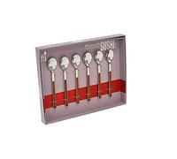 Pintinox Lot de 6 cuillères à café en acier inoxydable sans nickel avec poignées effet bois, couleur acajou 11,5 cm